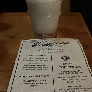 Drink menu
