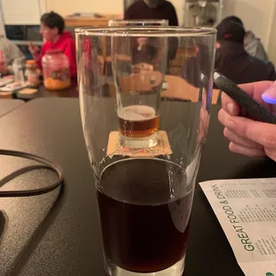 Two great beers with owner/brewer Frank in the background!