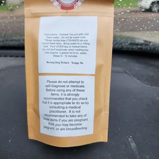 The back of the detox tea.