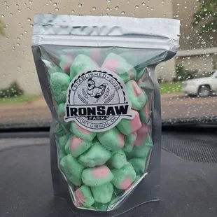 The freeze-dried watermelon taffy.