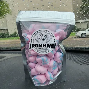 The cotton candy freeze-dried taffy