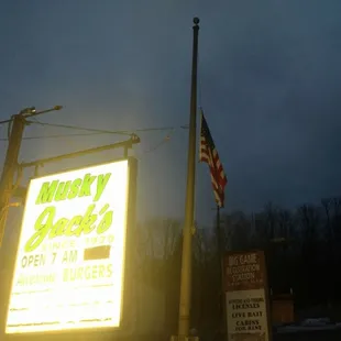a sign for musky jack's