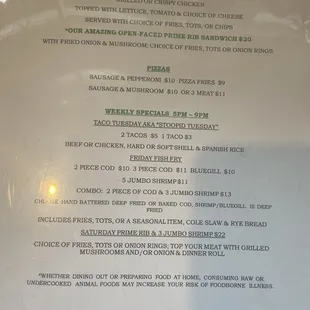 Our featured specials. Check Facebook for even more specials.