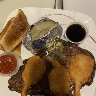 Prime rib and shrimp. Served Saturday nights