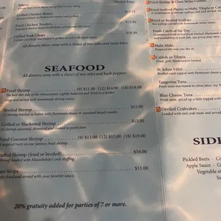 menu