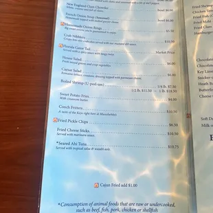 menu