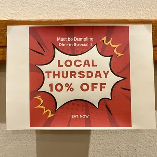 LOCAL THURSDAY 10% OFF Flyer