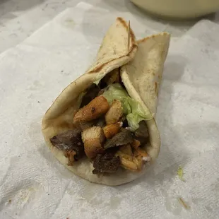 a half eaten pita