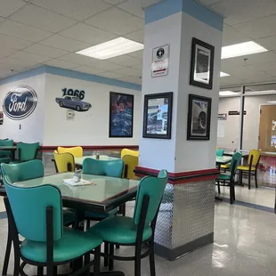 the interior of a mustang cafe