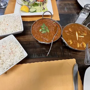 a variety of dishes on a table