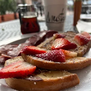 Gluten free French Toast, an Americano and Turkey