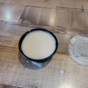 I paid $1.50 for this container of almond milk for my coffee.