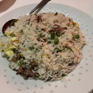 Beef Fried Rice with Sauteed Beef and Onions