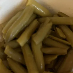 Uncooked green beans straight out of the can