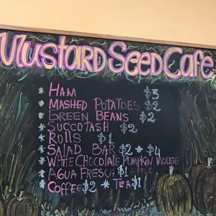 menu and prices