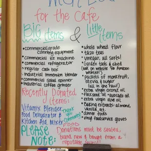 Wish list for re cafe