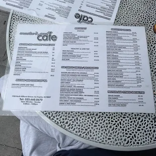 menus on a table