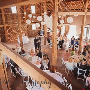 Reception inside the barn