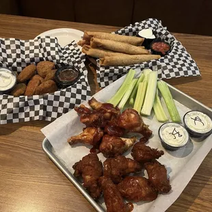 chicken wings and celery sticks