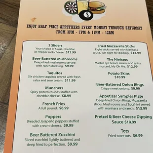 09/29/23 Happy hour menu