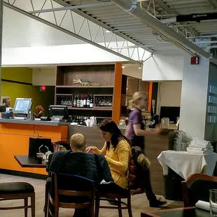 New bar. Seating all around.