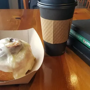 Cinnamon Roll and 16oz drip coffee