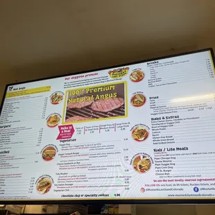 the menu and prices