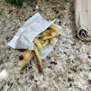 french fries in a paper bag