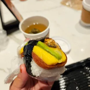 Egg unagi avocado musubi is our all-time fave