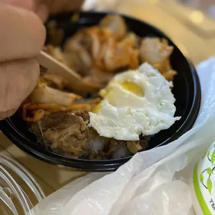 Beef with kimchi and egg