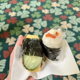 Spam egg cucumber and spicy cod roe mayo