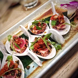 a platter of appetizers