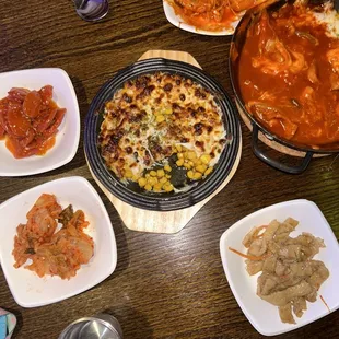 Tteokbokki with cheese and cheesy corn