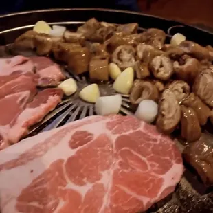 Mokbal (pork neck, two out of the three slices) and gopchang (came with garlic and mochi)