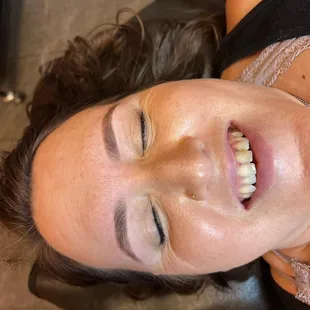 Brow wax and stain for a very happy client