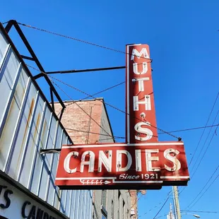 a sign for a candy shop