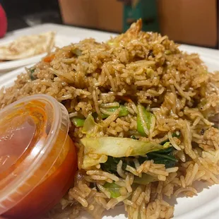 Nasi Goreng with Chicken &amp; Hot Sauce