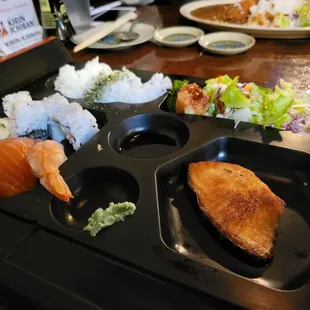 Salmon teriyaki + sushi combination