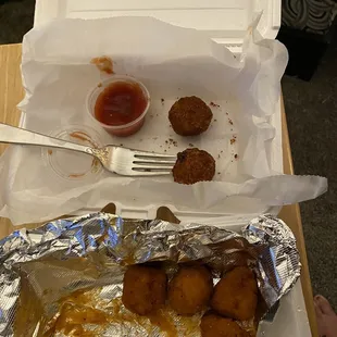 Wings and sauerkraut balls - hair found in food