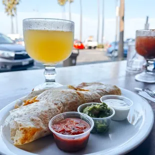 breakfast quesadilla &amp; a mimosa schooner