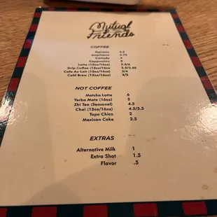 menu