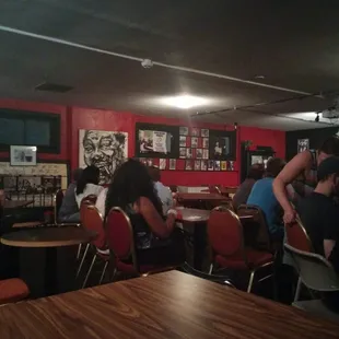 Inside seating area on a Saturday night.