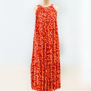 Vivid red and orange resort dress
