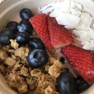 Acai bowl with berries, granola, and coconut- yummy&apos;