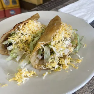 Tripas and Asada crunchy taco