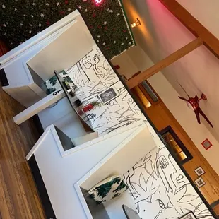 a view of the dining area