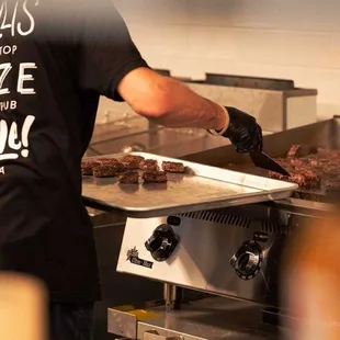a man preparing food