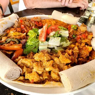 3 entrees - beef, chicken, lamb