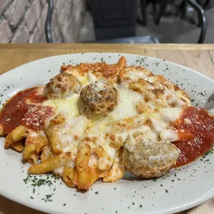 Baked Ziti Meatballs Pasta