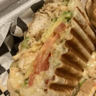 Inside the Italian Grill Chicken Panini.